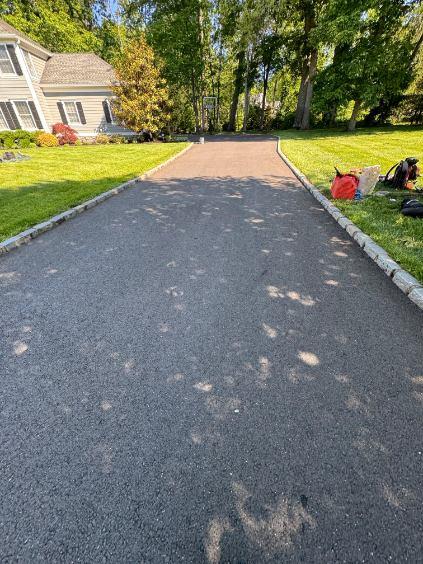 Newly finished asphalt driveway